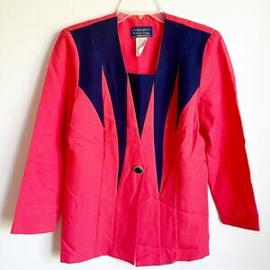 Vintage Red and Navy Colorblock Blazer